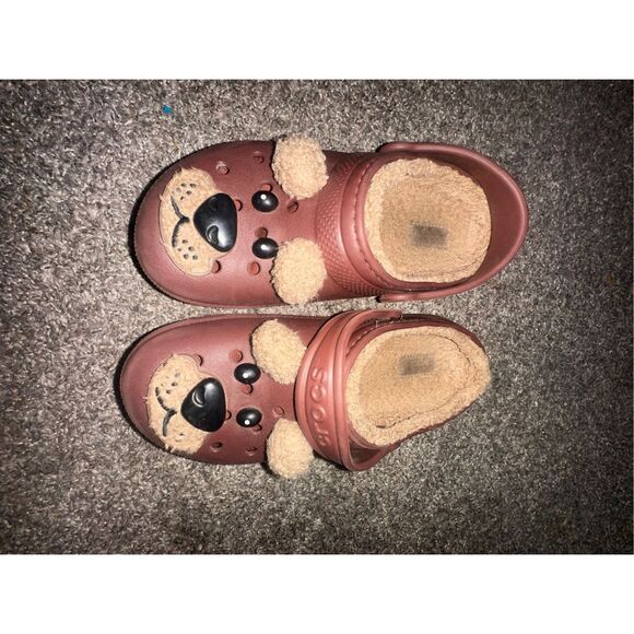 Crocs Classic Lined Kids Bear Clogs - Picture 1 of 3